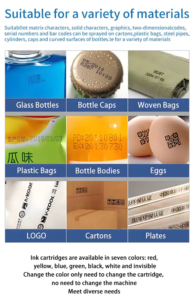 Portable Intelligent Handheld Inkjet Printer Gun Multi-language Production Date QR Code for Packaging Bag Small Cardboard Box